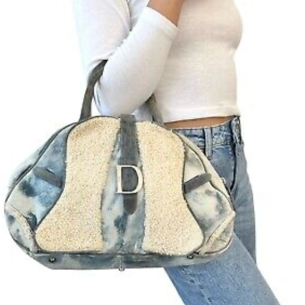 DIOR VINTAGE BLUE TIE-DYE SADDLE BOWLER BAG Vintage 2000